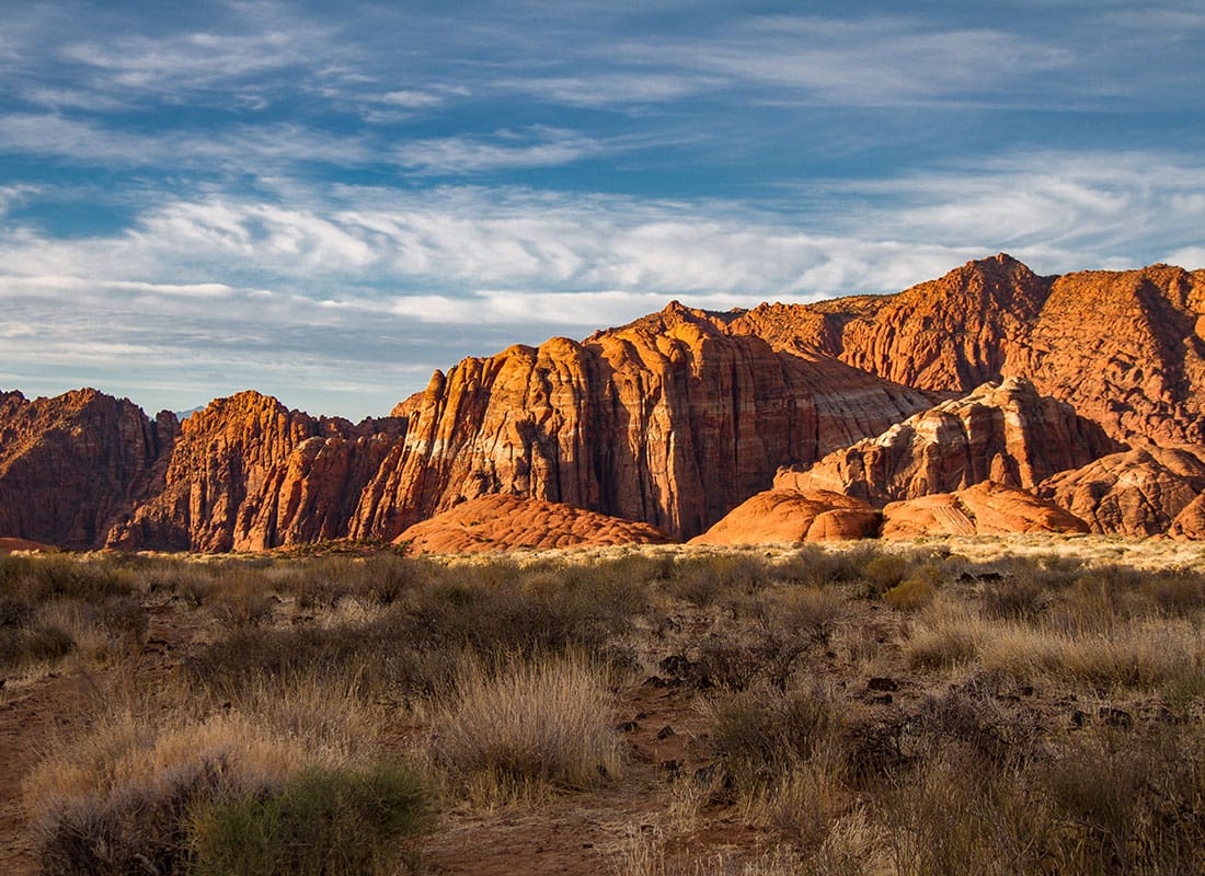 We Are Independent - View of Red Rock Formations in a State Park in Utah with a Cloudy Sky